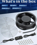 Beefy 110V 120V Axial Fan With Dual Ball Bearings And Switch, 172Mm, accessories included for DIY applications