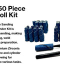 50 Piece Zirconia Abrasive Sanding Cartridge Spiral Roll Sander Kit with Mini Cone and Cylinder Rolls displayed
