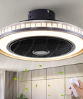 Quiet Bladeless Ceiling Fan With Lights And Remote 20 Inch Black Low Profile Flush Mount Three Speeds Three Light Kit Perfect For Bedroom
