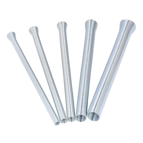 Pro Spring Steel Pipe Bender Kit 1/2 In 5/8 In for Soft Copper Tubing and Electric Wire, five durable steel benders.