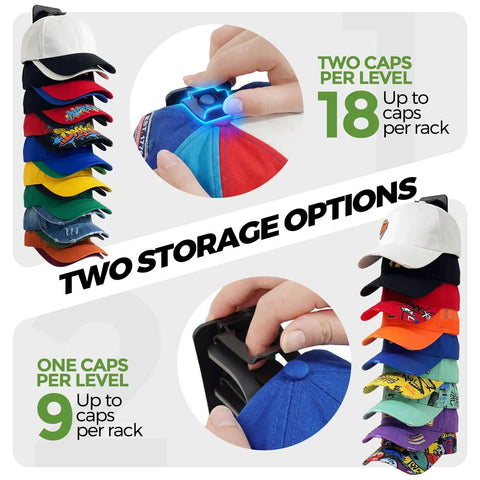Solid Two Pack Wall Mount Hat Rack Organizer Holds Up To 36 Baseball Caps Smooth Sliding Clips Fit Snapbacks Beanies And Trucker Hats Game Changer Closet Setup You Straight Gonna Appreciate Daily