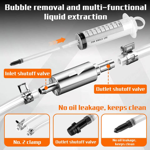 Three Piece Reverse Brake Bleed Kit With 100ml Syringe And 50cm Hose for Cars Trucks Motorcycles Bikes product components