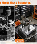 Universal 30 Ton Bearing and Bushing Press Fixture Kit used for stabilizing wheel hub on hydraulic press with high strength aluminum plate