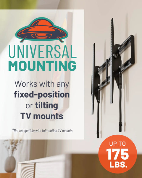 Heavy Duty Steel Stud TV Mounting Kit For Fixed And Tilt Sets Secures Flat Screens Up To 175 Pounds On Metal Walls with universal mounting.