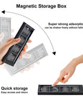 Hand holding 52-In-1 Precision Screwdriver Set With Magnetic Mini Repair Tool Kit storage box demonstrating storage and access.