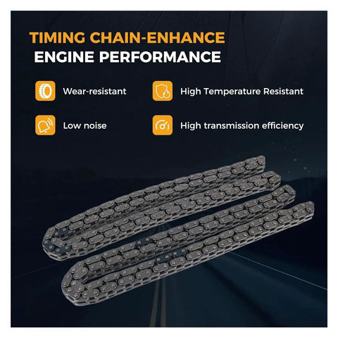 Heavy Duty Timing Chain Kit For Ford Expedition 2005-2014 And F150 Trucks Made From Alloy Guides And Sprockets To Stop Wear And Keep Engine Running Tight Without Stretching Out Or Busting When Driving On The Road, timing chains shown