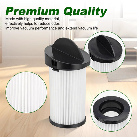 Top Shelf Hepa Pre Motor Filter Replacement For Eyevac And Neovac Elite Touchless Stationary Vacuum Cleaners showing black top, white pleated material.