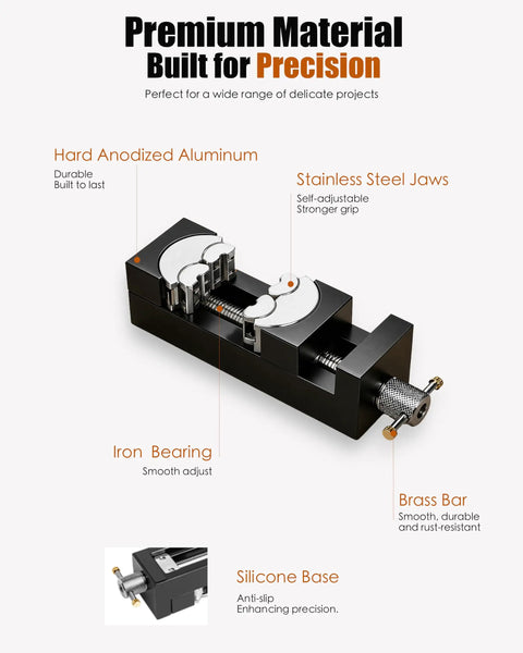 Heavy Duty Fractal Vise Giving You A Sweet Knockout Grip For Drill Press And Bench Clamping with stainless steel jaws and aluminum.