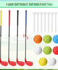 4 Pack Backyard Golf Club Set For Kids And Adults, Adjustable Plastic Practice Clubs With 8 Balls And 8 Tees displayed