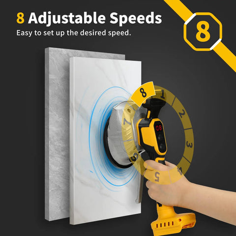 Cordless Tile Vibration Leveling Tool With 8 Speed Digital Display, Go To DeWalt 20V Battery Compatible in use on tile surface
