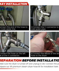 Steps to install 4 Foot Burst-Proof Steam Dryer Hose Kit With Braided Stainless Steel Line 90 Degree Elbow Y Connector