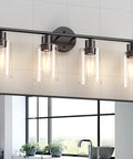 Matte Black 4 Light Vanity Light Over Mirror Dope Modern Sconce With UL Certified E26 Base For Bathroom Bedroom Living Room Durable Corrosion Resistant Build