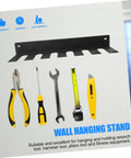Badass Heavy Duty Wall Mount Garage Tool Shelf Solid Iron Storage Rack Saves Vertical Space Multi Functional Organizer shows pliers, screwdriver, wrench, tape measure, and utility knife.