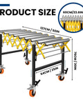 Heavy Duty Adjustable Roller Conveyor With Expandable Flex Deck And Smooth Glide Wheels Built Tough 660 Lb Capacity Product Size Dimensions