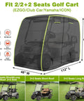 Universal 2 To 4 Passenger Golf Cart Cover With Reflective Strips All Weather Protection Waterproof graphic