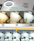 10X Magnifying Glass With Light And Stand For Close Work showing stepless dimmable LED with three color modes and brightness levels
