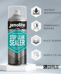 Stop Leak Sealer Spray Instant Waterproof Sealant 400ml can for gutters, flat roofs, downpipes with weather-resistant seal.