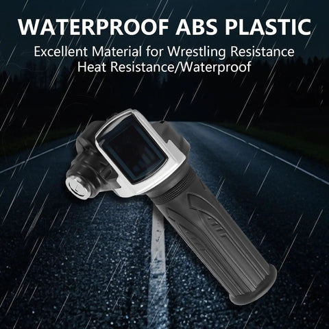 48V Half Twist Throttle Grip With LED Display And Lock Key Set For Bikes And Scooters Easy Install Smooth Acceleration Durable Build Power Readout Only Active On 48V Systems