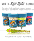 Dope Tungsten Eye Hole Jig Two Pack For Trout Crappie Panfish And Perch One Sixteenth Ounce White with scent and keeper