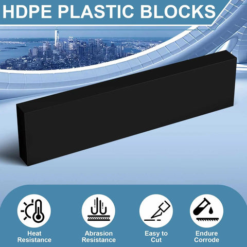 Two Pack HDPE Plastic Block Set 1 Inch By 3 Inch By 12 Inch Solid Polyethylene Blocks For Machining Prototyping DIY Projects Engineering Home Improvement And Floor Upgrades front view