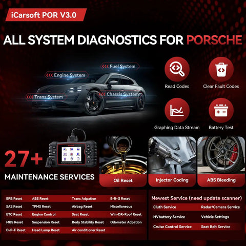 Dope Bidirectional Diagnostic Tool For Porsche Cayenne POR V3 All System OBD2 Scanner with 27 Resets and Services