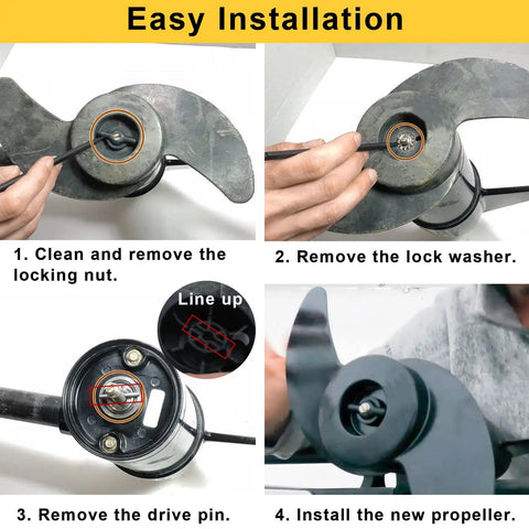 Step-by-step installation of Six Pack MKP 10 Prop And Nut Kit B For Half Inch Prop Shafts Fits Four Inch Diameter Trolling Motors