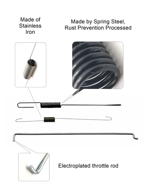GX160 GX200 Governor Spring Throttle Return Linkage Kit for Honda engines, includes electroplated throttle rod and springs.