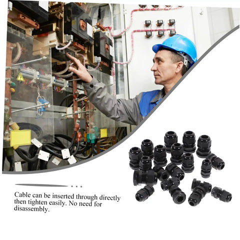 20 Pack Nylon Cable Gland Kit Black Waterproof Sealing For Electrical Cable Connectors with Easy Tightening and worker