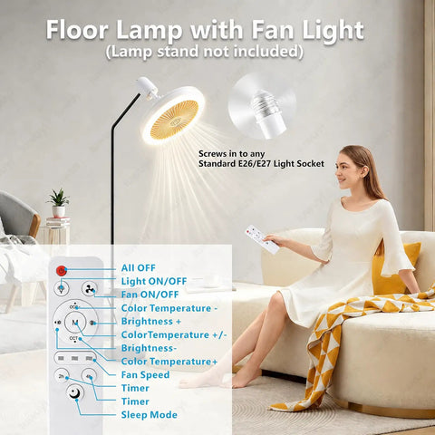 Ceiling Fan With Light And Remote, 2800 Lumens LED Light Bulb Fan, Screw In E26/E27 Small Ceiling Fan With Light