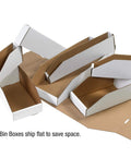 Jumbo Open Top Bin Boxes 8 In X 12 In X 8 In White Pack Of 25 High Sides For Large Bulky Parts Heavy Duty 200 ECT Corrugated Storage Bins Great For Organizing Workshop Parts And Bulk Storage Needs, flat packed on white background