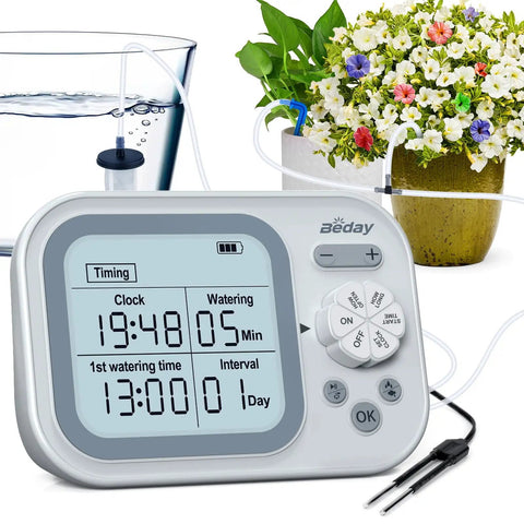 Hands Free Indoor Plant Waterer System For Fifteen Potted Plants Auto Drip Irrigation Kit With Programmable Timer Display