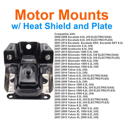 Engine Motor Mount For Silverado Sierra Tahoe Suburban Avalanche Yukon Escalade 2007 2014 V8 6.0L 6.2L Or 5.3L Replacement