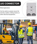 Image of Heavy Duty 350 Amp 600 Volt Forklift Battery Connector And Jumper Plug for Towing Winch, showcasing molded plastic design.