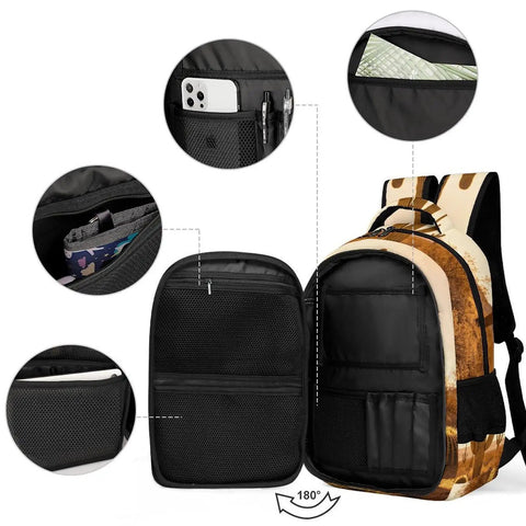Golden Hour Arid Cactus Print Unisex Everyday Carry Backpack showing open compartment, interior pockets for organization.