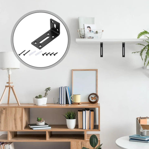 Tough As Nails Adjustable L Shape Corner Braces For Furniture And Storage Shelves Heavy Right Angle Wood Supports With Screws Easy DIY Home Projects Black 2 Pack