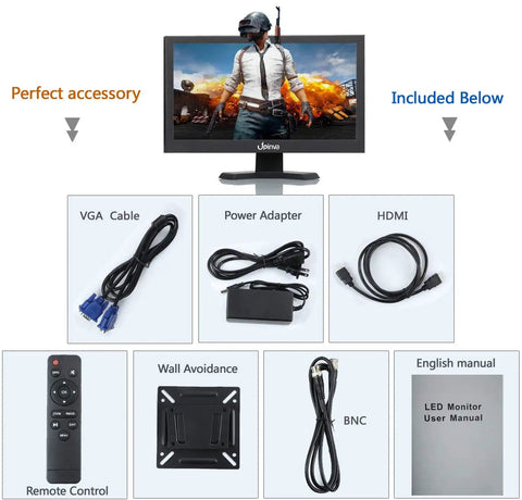 15.6 Inch IPS Monitor With Full HD 1080p Display Multi Input For Security Cameras Office PCs And Gaming Stand Included Boss Level Clarity And Vivid Color, gaming display and accessories including cables and manual
