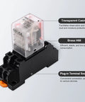 2 Pack Beefed Up Electromagnetic Power Relays With Red Indicator Light For Industrial And DIY Projects Flame Retardant PBT Terminal Base And PC Housing Superior Electrical Insulation Heat And Chemical Resistance Long Lasting Reliability, transparent relay on terminal socket