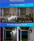 Color Changing A15 RGBW LED Bulb 40W Equivalent With Remote 12 Colors 4 Pack timer functions displayed for home lighting control.