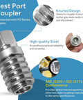 Steel Test Port Quick Coupler For Diagnostic Gauges And SensoControl Meters shown with knurled design and gauge.