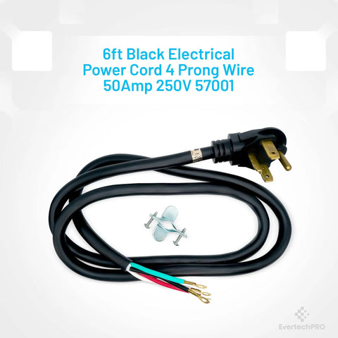 4 Prong 6Ft Dryer Power Cord For Freestanding Electric Dryers Universal Replacement 30A 250V With Strain Relief Fits 4 Prong Outlets Heavy Duty Black coiled with strain relief