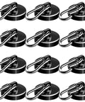 110Lbs Neodymium Magnetic Hooks Set With Swivel Carabiner Hangers, Heavy Duty Black Magnetic Hooks For Cruise Ship Garage Kitchen Refrigerator And Locker Organization 12 Pack Bundle