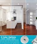 Square 4 Inch LED Recessed Lighting With Junction Box, 15W, 1200 Lumens, 3 color options in modern kitchen ceiling