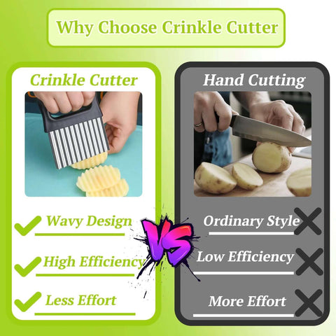 Front view of Suuker crinkle cutter with 2-in-1 wavy stainless steel blade and black handle, Amazon kitchen tool