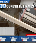 14 Gauge 2 Inch Galvanized Steel Concrete T Nails Heavy Duty For Wood And Concrete Projects 800 Pieces Box Durable Rust-Resistant Finish Indoor Outdoor Use, 2in nails in box