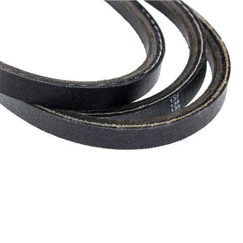 Close-up of OEM VBelt M151276 5/8 inch wide 97 inch long showing textured material for X500 X520 X530 X534 X540 X590 models
