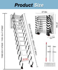 Premium Electric Retractable Attic Ladder Built From Tough Titanium Magnesium Alloy Featuring Dependable Telescoping Handrails; size dimensions displayed.