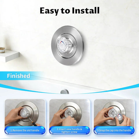 Two Pack Shower Handle Replacement Kit For Chateau Single Handle Tub And Shower Faucets Compatible With 1225 Cartridge Includes Screws Easy Diy Repair For Worn Out Shower Handles installed on wall