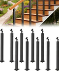 Heavy Duty Matte Black Stair Railing Spindles Featuring 270 Degree Swivel Hinges And Drill Free Mounting for outdoor steps.