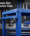 Close-up of Heavy Duty Steel Welding Table And Portable Workbench Featuring Adjustable Height, carbon steel construction.