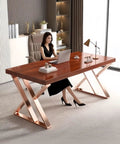 Premium Heavy Duty Brushed Stainless Steel Table Legs Featuring Anti Slip Leveling Feet And Quick No Sweat Assembly For Rock Solid Desk Or Bench Frames At Seventy Two Cm Tall in a beautifully designed office setting.